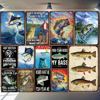 Rybolov Kovová Doska Prihlásiť Vintage Zvieratá Art Decor Obchod, Reštaurácia Dekorácie Seascape Plagáty Tlačiť Na Železo Spálňa Cuadros
