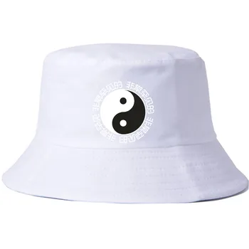 Unisex Móda Jin a Jang Klebety Vyšívané Panama vedro klobúky, Camping, Turistiku, Lov, Rybolov, Vonkajší Bob Chapeau Bavlnené čiapky