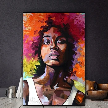 Abstrakt Africké Dievča Plátno na Maľovanie Sexy Ženy, Plagáty a Tlačí na Steny Graffiti Art Obrázok pre Obývacia Izba Domova Cuadros