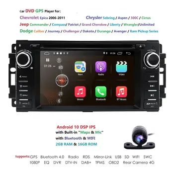 Android 10 2Din 6.2 Palcový Auto DVD Prehrávač Pre Jeep/wrangler/patriot/kompas/cesta 2G RAM ROM 16 G 4G WIFI, GPS Navigácia, Rádio CAM