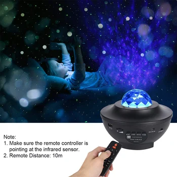 USB LED Star Nočné Svetlo Hudba Hviezdna Vody Vlna LED Projektor Light Blue-tooth Projektor Zvukovo Aktivovaný Projektor Light Decor