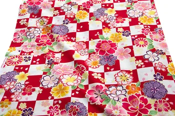 Pol-Metra Japonské Kimono bavlnená tkanina kvetinový tlač prešívanie patchwork textílie C