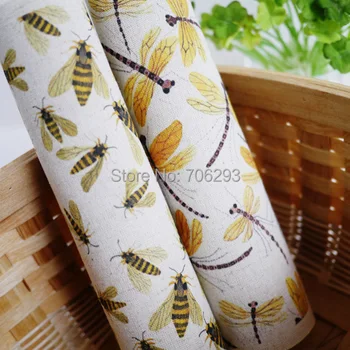 Ručne farbené 2 Najrôznejších Bavlnená posteľná Bielizeň Vytlačené Deka Textílie Pre DIY Šitie Patchwork bytový Textil Dekor 20x20cm včely & vážok