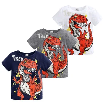 Móda Chlapci T-shirt Cartoon Dinosaura T-shirt Deti Topy Tees Baby Chlapci T-Shirts Bavlna Krátky Rukáv Deti Topy Tees
