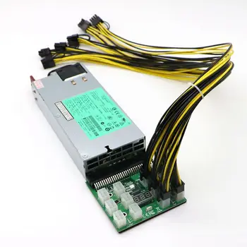 GPU Ťažba Power Supply Kit - 1200W PSU, Breakout Rada, 12pcs PCI-E 6Pin Káble