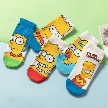 Ponožky Ženy Simpsonovci Cartoon Krátke Ponožky Nastaviť Harajuku Neviditeľné Roztomilý Bavlnené Ponožky Pack Calcetines Ponožka 5 Párov 1 Lot Sox