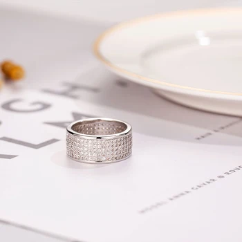 Luxusné Odseku 925 Sterling Silver Ring Prst Pečiatka 10KT Svieti 286pcs Plný Simulované Diamantové Prstene pre Ženu Šperky