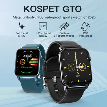 NOVÉ KOSPET GTO Smart Hodinky Vodotesné Muži Ženy Dotykový Displej Športové smart hodinky Multi-sport Zdravie Monitor Smartwatch 2020