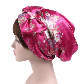 2020 Nové módy tlače žena Luk Vnútorné Hjiabs mäkké satin kvety moslimských headdress turban na hlavu šatku pripravený nosiť hidžáb kapoty