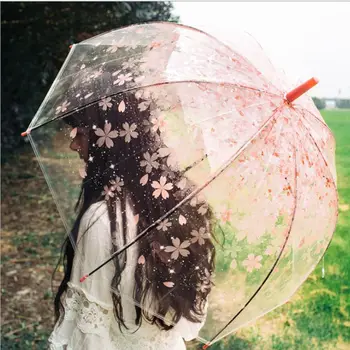 Romantický Transparentné, Jasné, Kvety Bublina Dome Dáždnik Pol Automatické Pre Vietor Silný Dážď