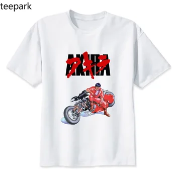Biela-Krátke rukávy Mužské tričko Akira Synthwave Anime Štýlu Harajuku Bežné Tričko Pohodlné Ulici Tlač T-shirt