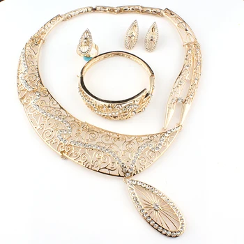 Jiayijiaduo Módne Zlatá Farba Nigérijský Svadobné Afriky Korálky Šperky Sady Dubaj Módne Ženy Šperky Kostým Veľkoobchod Dizajn
