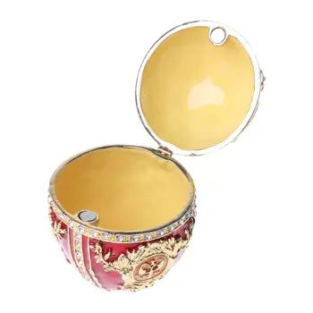 Červená Zlatú Korunu Faberge-Vajcia Série Ručne Maľované Šperky Trinket Box s Bohatou Smalt a Trblietavými Kamienkami Darček veľká noc Deň