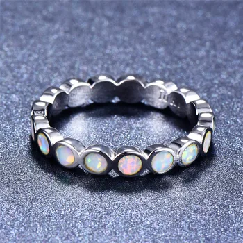 2018 Novej Boho Ocean Blue Fire Opal Kamenný Kruh Kvalitnú Módu Strieborná Farba Vintage Šperky Snubné Prstene Pre Ženy