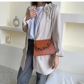 Elegantná Sučka Mini Tote bag 2020 Nové Kvalitné Kožené dámske Dizajnér Kabelka Krokodíla vzor Reťazca Ramenný Messenger Taška