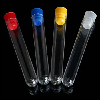 50/100ks Dĺžka 60 mm do 150 mm Číre Plastové Skúmavky s plastovými modrá/červená zátka push spp pre experimenty