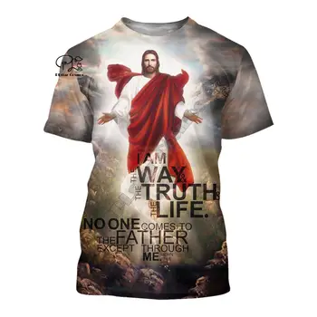 PLstar Vesmíru Kresťanskej Katolíckej Ježiš Retro Streetwear 3DPrint Lete Bežné Funny T-košele, Krátke rukávy Unisex Muži/ženy A1