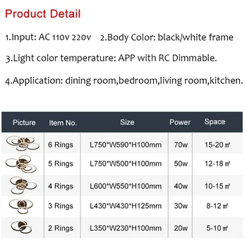Moderné led Luster APP&Remote Stmievač Luster Osvetlenie v Obývacej miestnosti, Spálne, Stropný Luster Zariadenia, Čierna Biela Lampa