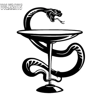 Volkrays Creative Auto Nálepky Medicíny Symbol Hada Motocyklové Príslušenstvo Reflexné Vinyl Kotúča, Black/Silver,16 cm*12 cm