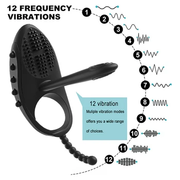 Upgrade Kohút Vibračný Krúžok s Jazykom Klitoris Stimulátor pre Pár Zábava Novo Nositeľné Masér Silnejšiu Erekciu, Zvyšujú pre Mužov