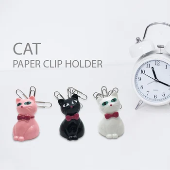 TUTU 1 kus v náhodnom farebný papier klip držiteľ cute cat Papier Klip Magnetické Kozmetika Úložný Box Dokončovacie H0448
