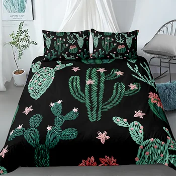 Móda Kaktus Vytlačené Succulents Posteľná Bielizeň Súpravy Domáce Dekorácie Deka Perinu Obliečka Na Vankúš Drop Shipping