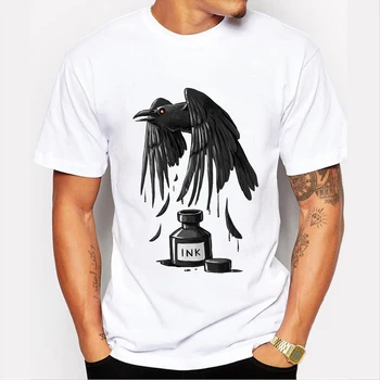 Atrament Raven mužov prispôsobené t-shirt Atrament Dragon retro vytlačené Mužov módne topy Punk štýl móda lumbálna dizajn cool tee košele