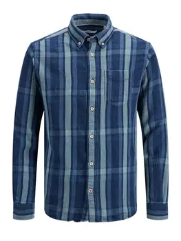 Jack & Jones, mens koberčeky tričko bavlna Mod JJByron vo Farbe Tmavo Modrá Denim Fit Slim Fit (12174104)