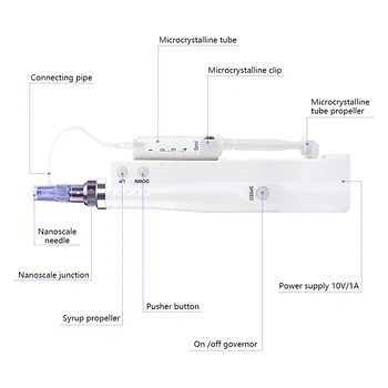 Hydra 2 v 1 Injektor Nano Mezoterapia Microneedle Pero, Inteligentné Ošetrenia Tváre Stroj Mesogun pre Odstránenie strií, akné