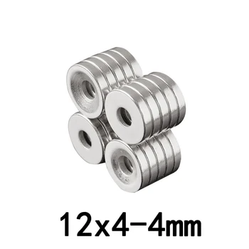 50pcs 12x4-4 mm Stong Neodýmu Magnety Disk 12x4-3 mm Drobné Priemer Magnetu Kolo Zápustnými Magnetické 12*4-4 mm