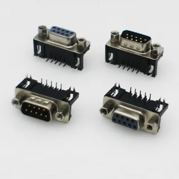 100ks DR9 famale DR9 9P muž PCB Mount D-Sub 9 pin PCB Konektor,9PIN RS232 Konektor 90-stupeň ohnutá ihla konektor DB9