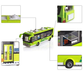 Pouč stavebným Mesto Autá Mestskej Autobusovej dopravy 4 Údaje 416pcs MOC Vzdelávacie Tehla - Č Retail Box