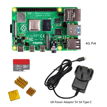 úradný Raspberry Pi 4 Model B Rozvoj Doske 4 gb RAM +EU/US Napájací Adaptér 5V 3A Typ-C Napájanie + chladič+32 G karty SD