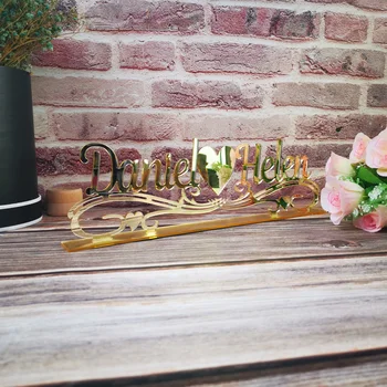 Osobné Mirror gold Názov Svadobný Stôl Znamenie,Vlastné Tabuľky Prihlásiť Svadbu s názvom,Pre svadobné party Dekor Dodávky pre Strán