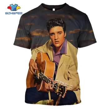 SONSPEE Lete Homme Pulóver Košele 3d Vytlačené Elvis Presley Kráľ t shirt Streetwear Hip hop Zábavné Mužov Krátke sleeve Tee Top