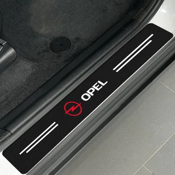 4pcs Uhlíkových Vlákien Odtlačkový Auto Logo Dvere, Parapetné Chránič Nálepka pre Opel Astra H G J Insígnie Mokka Zafira Corsa Vectra C D