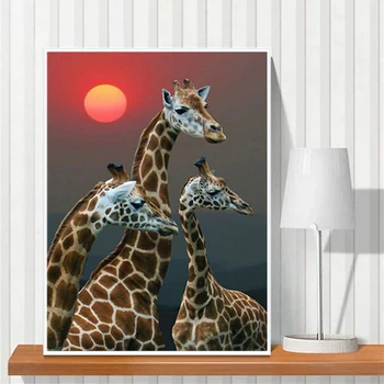 JHLJIAJUN maľovanie podľa čísel, Žirafa a Zvierat DIY Akrylová Farba Ručne Maľované olejomaľba Domova na Plátne