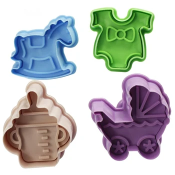 Dobrý 4Pcs Baby Typ Plastové Formy na Pečenie Kuchyne, Cukrárske Cookie Cutter Pečivo Piest 3D Fondant Cake Zdobenie Nástroje