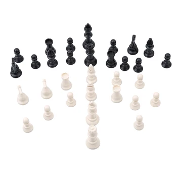 32pcs Plastové Šachové Figúrky Kompletný Chessmen Medzinárodné Slovo Šach Black & White Šach Kus Zábavy Príslušenstvo