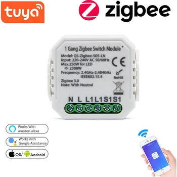 Tuya Zigbee Smart Switch Modul Č /S Neutrálnym Istič EÚ 220V 1 Spôsobom, Prepínač Bezdrôtovej komunikácie na Inteligentný Život Ovládanie S Domovská stránka Google