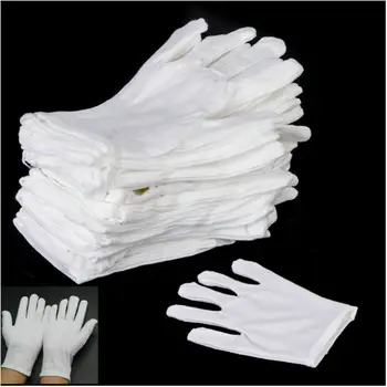 24 párov biele bavlnené rukavice, bezpečnosti práce etika práce jazdy, bavlna non-slip látkové rukavice, oteruvzdorné