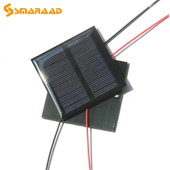 0,6 W 5.5 V Solárnych Polykryštalických Solárnych panelov DIY Solárna Hračka Panel Nabíjačku s 15 CM Kábel Drôt, Led Svetlo, 65*65*2 mm