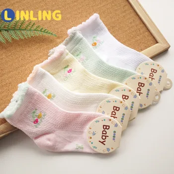 LINLING detské Ponožky Chlapci Dievčatá Novorodenca Módne Cartoon Ponožky Dieťa Candy Farby, Bavlnené Ponožky Baby Dary 5 Párov/veľa P101