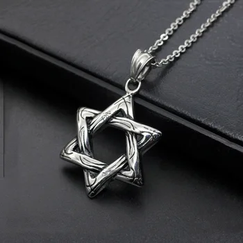 Móda strieborná farba 316L nerezovej ocele Hviezda David náhrdelník prívesok židovskej magen david Hexagram náhrdelník šperky