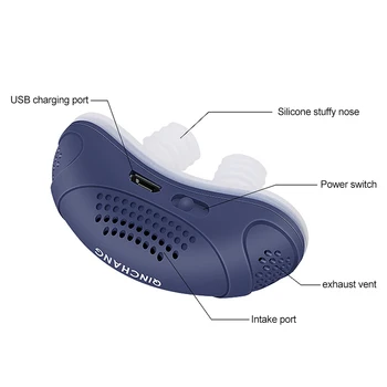 Móda Electric Anti Chrápanie Zariadenie Dýchanie zdurenie Nosovej sliznice Nosa 3 Farby USB Nabíjanie Silica Gel Nočný Spánok Automatické