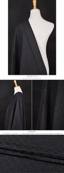 Francúzsko Dovezené Geometrické čierne kvety vzor žakárové tkaniny,3D farbená priadza, tkaniny pre ženy kabát Šaty patchwork 150 cm šírka