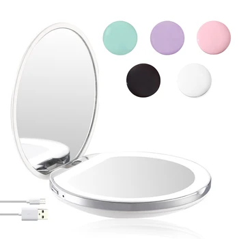 Make-up, Kozmetické Zrkadlo 3/10X Zväčšovacie Osvetlené Mini Kolo Prenosné Ručné LED Make-Up Zrkadlo USB Spoplatnené make-up Nástroje