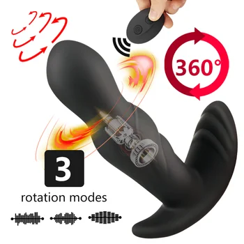 360 Stupeň Prostaty Masér Rotujúce Análny Vibrátor Silikónové Mužský Zadok Plug Riti Upozorňuje Sexuálnu Hračku Pre Mužov G-Spot Stimulácia