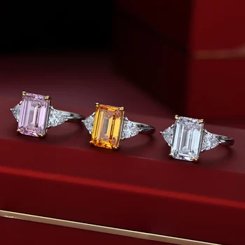OEVAS 925 Sterling Silver Šumivé Topaz, Ružové a Biele Vysokým počtom atómov Uhlíka Diamant Snubné Prstene Pre Ženy Strany Jemné Šperky Dary