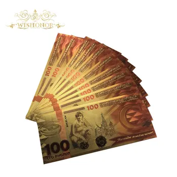 10pcs/veľa Nových Produktov Pre Rusko Bankovky 100 Rubľov Bankoviek v 24k Gold Falošné Papierové Peniaze Na Darček